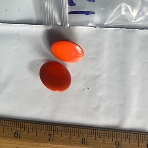 2 Oval Red Orange Gemstones Beads For Jewelry Making Crafting